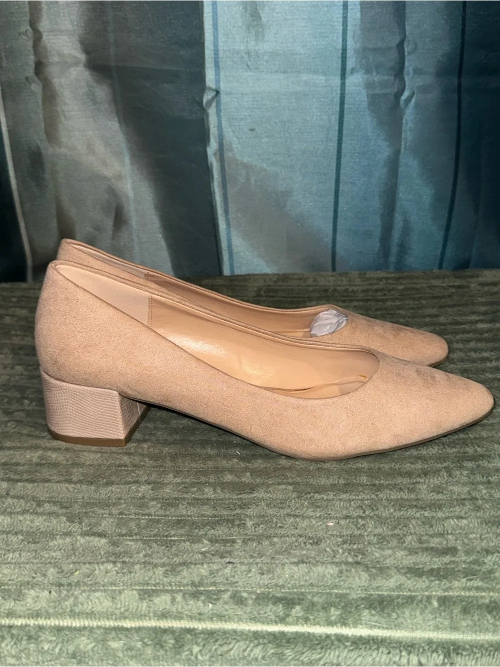 Classic Low Block Heel Pump in Beige
